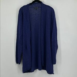EILEEN FISHER‎ Melange Linen Grain Cardigan in Blueish Purple XL